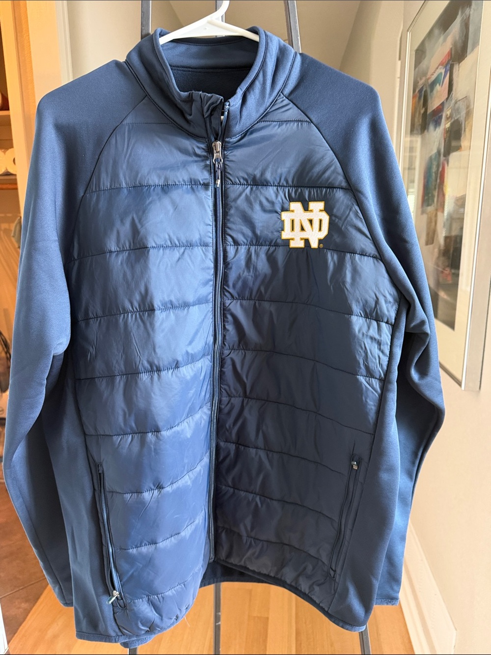 Antigua Navy Quilted Performance Jacket with Gold ND Patch